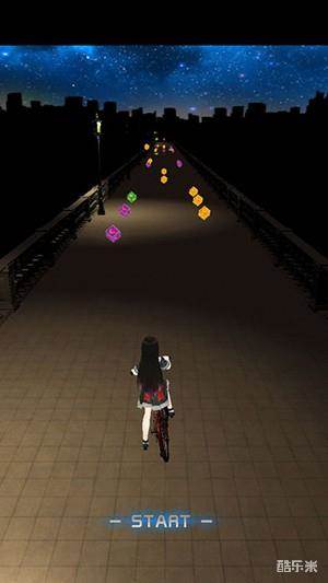 单车少女-夜色街灯