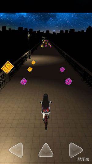 单车少女-夜色街灯